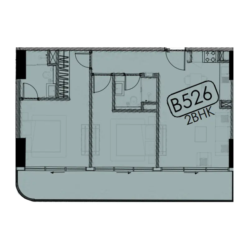 2 bedroom Apartments -  Samana Hills South 2 floor plan