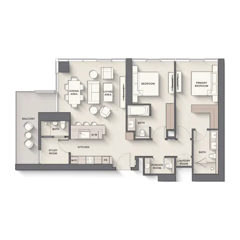2,5 bedroom floor plan