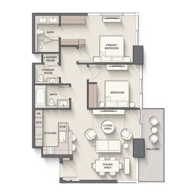 2 bedroom floor plan