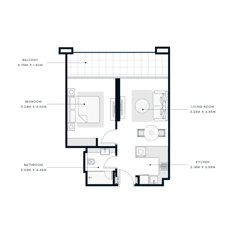 1 bedroom floor plan