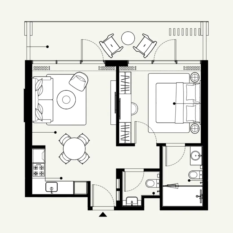 1 bedroom floor plan