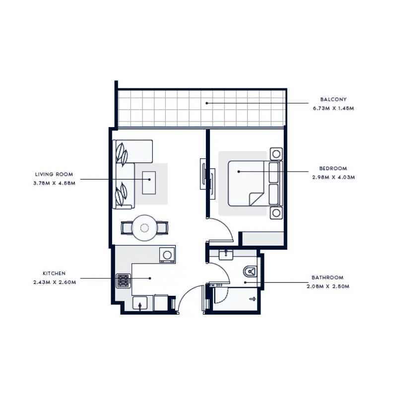 1 bedroom floor plan