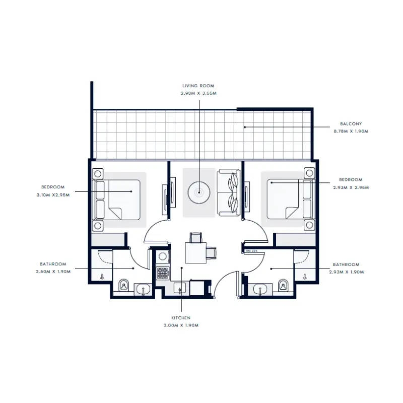 2 bedroom floor plan