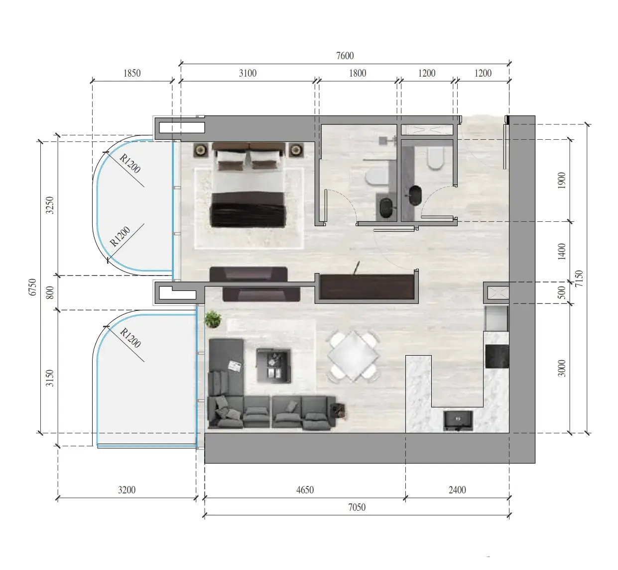 1 Bedroom apartments - Ananda Residences floor plan