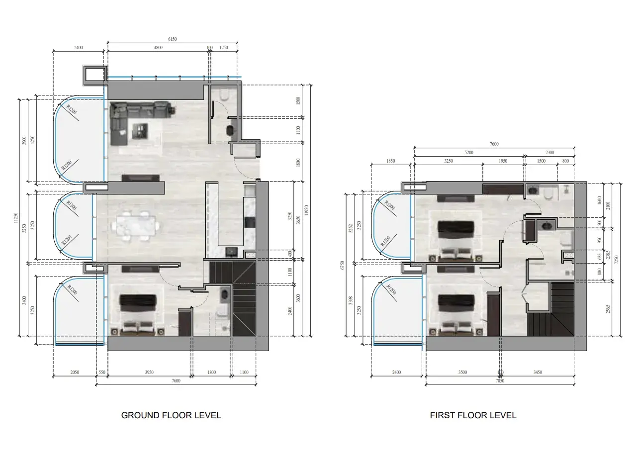 3 Bedrooms duplex - Ananda Residences floor plan