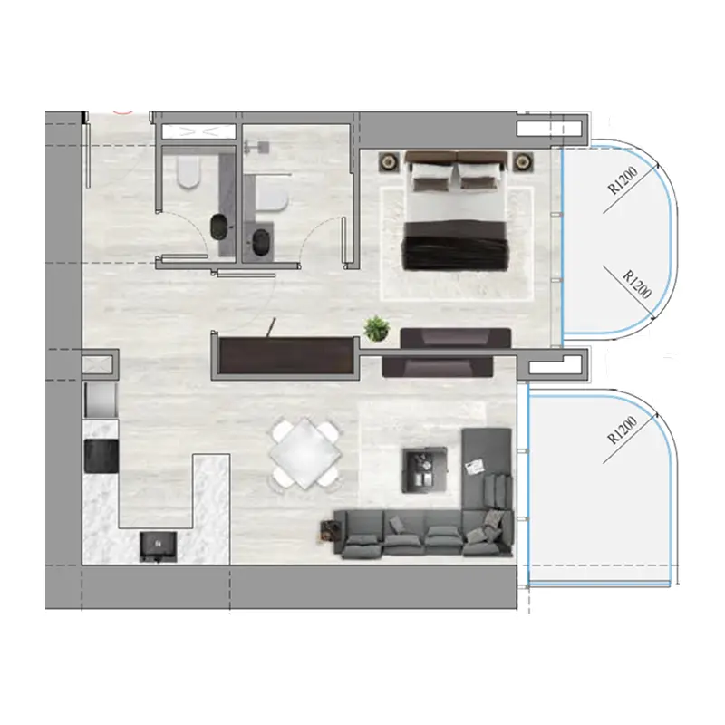 1 bedroom Apartments -  Ananda Residences floor plan
