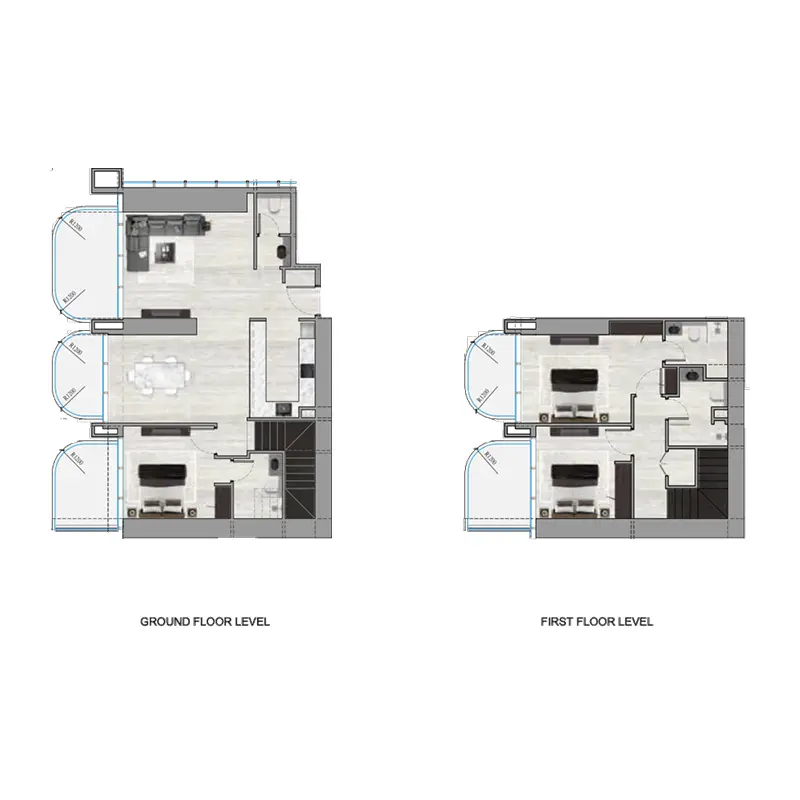 3 bedroom Duplex -  Ananda Residences floor plan