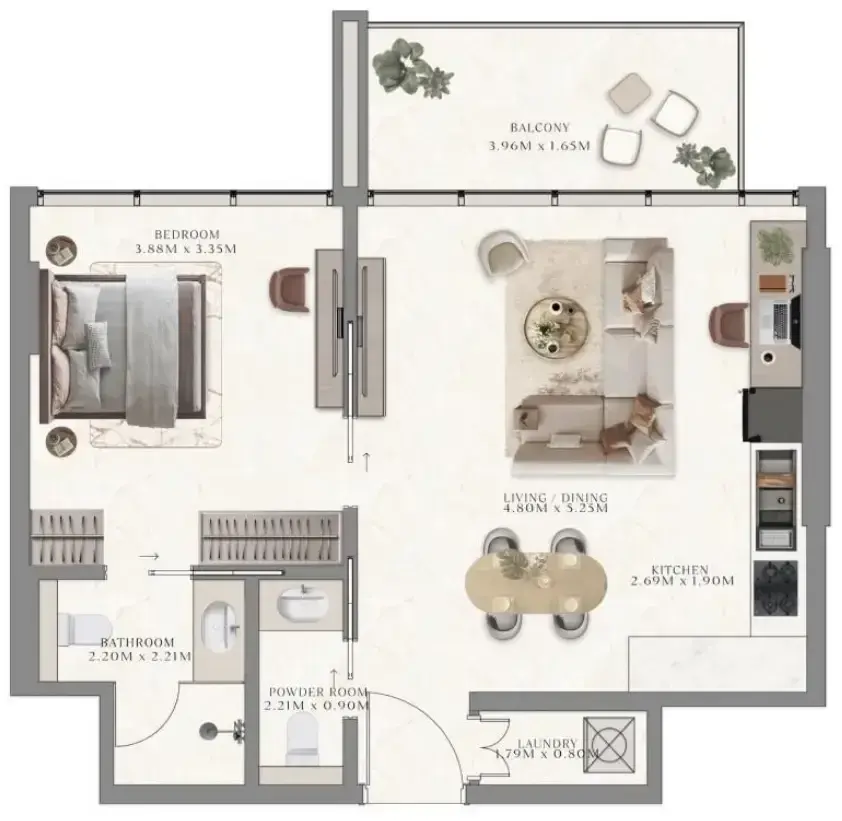 1 Bedroom apartments - Taiyo Residences floor plan