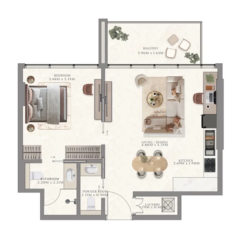 1 bedroom Apartments -  Taiyo Residences floor plan