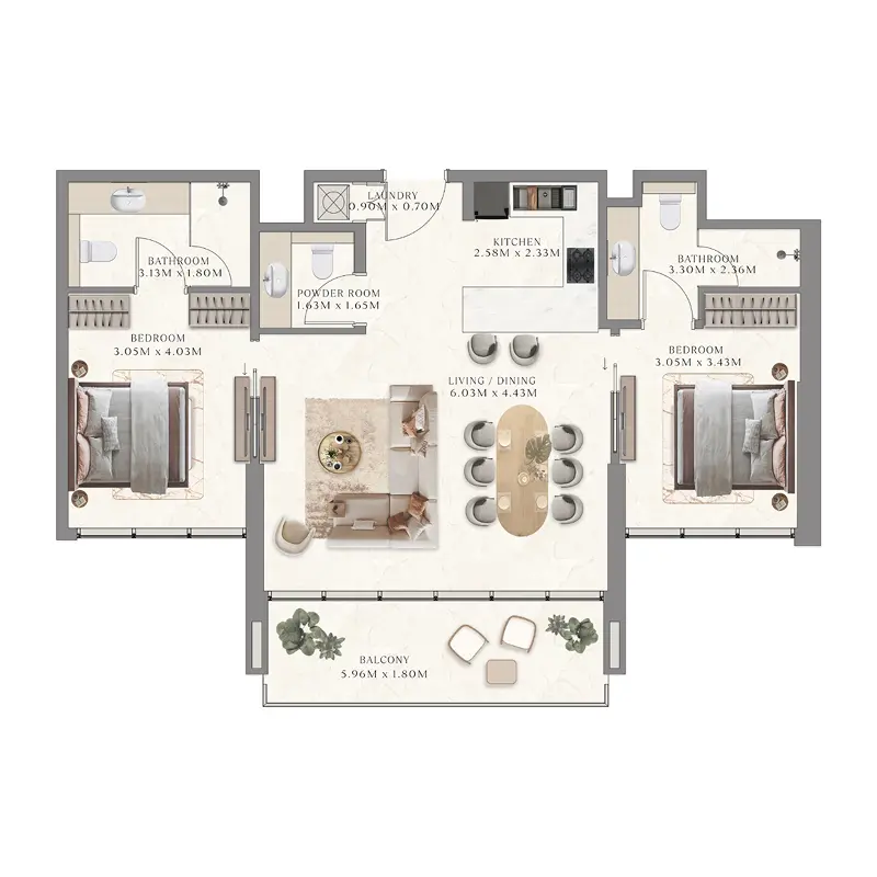 2 bedroom Apartments -  Taiyo Residences floor plan
