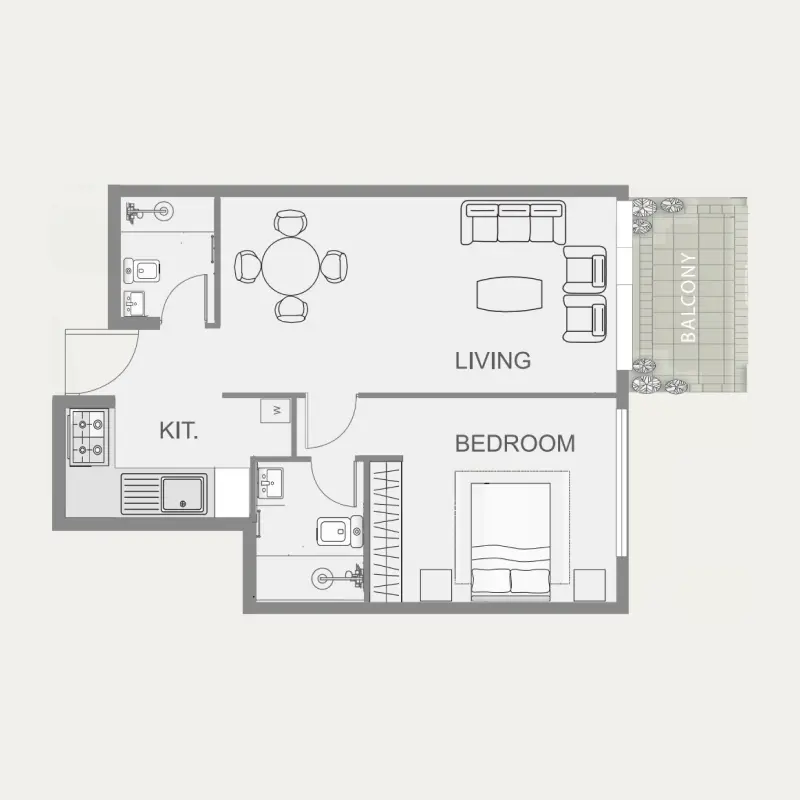 1 bedroom floor plan