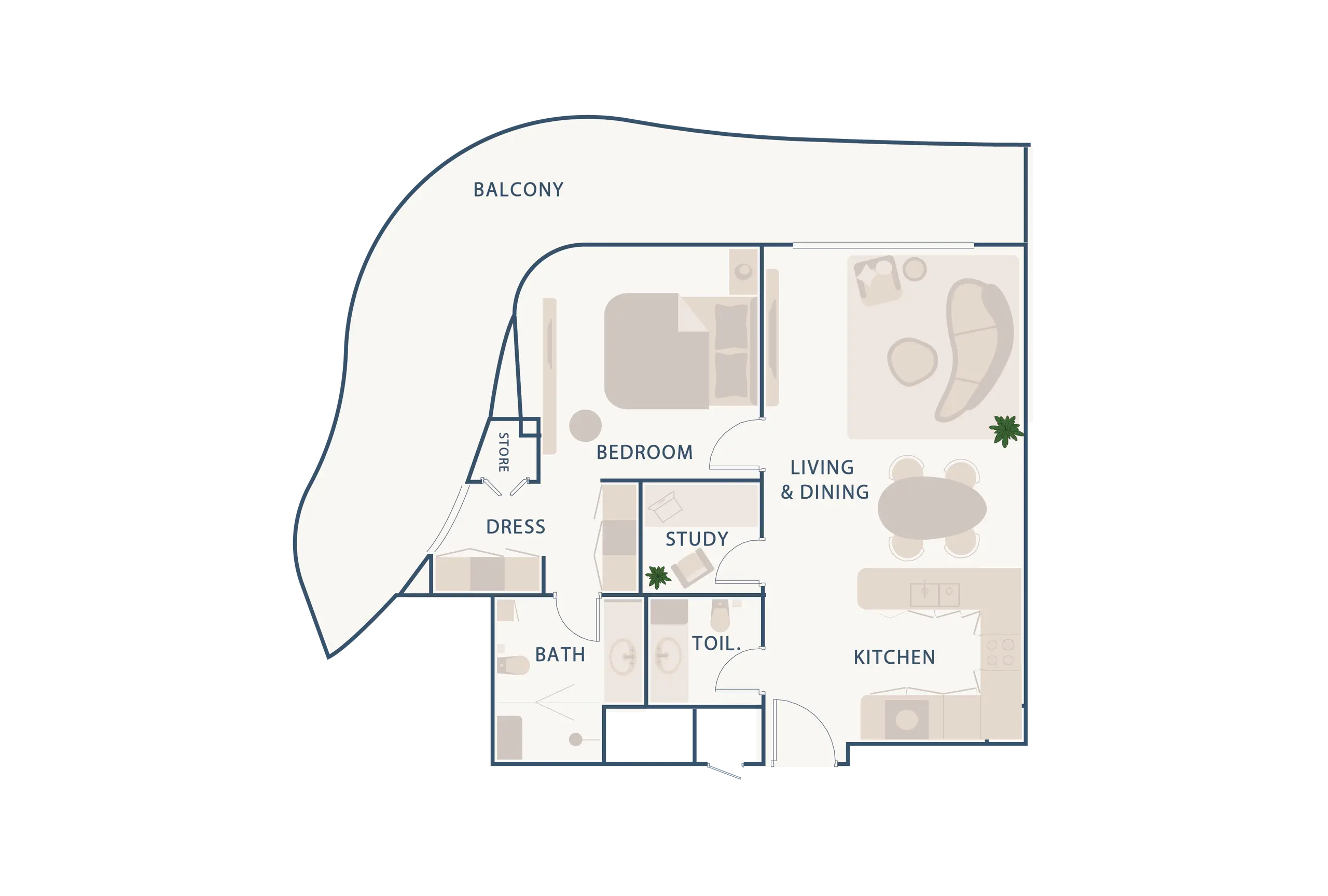 1 Bedroom Type A floor plan