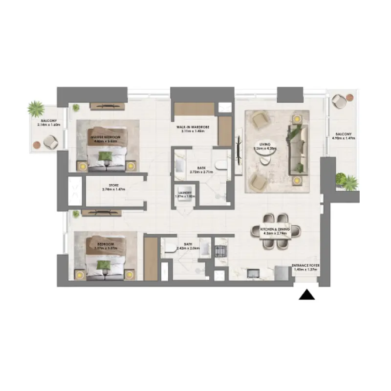 2 bedroom floor plan