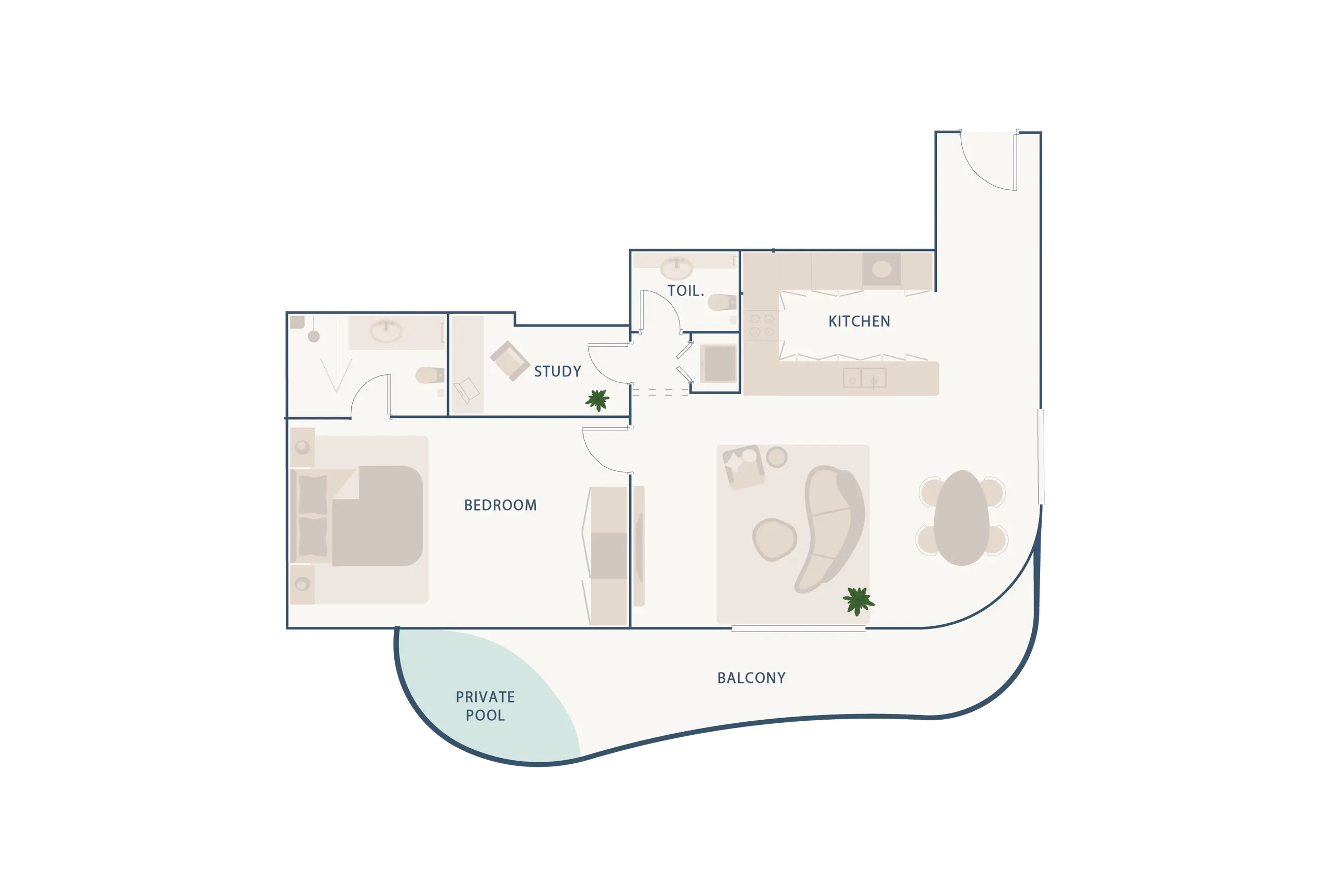 1 Bedroom Type C floor plan