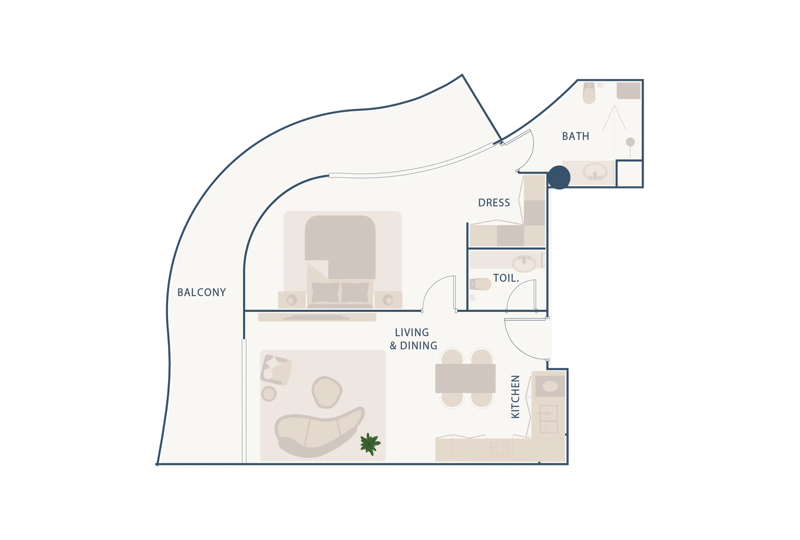 1 Bedroom Type D floor plan