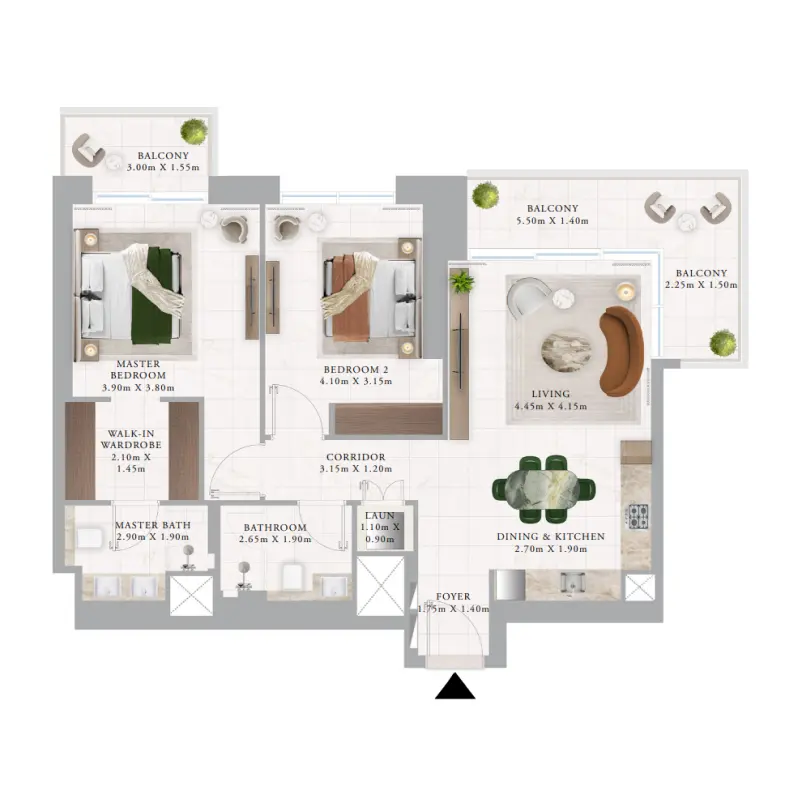 2 bedroom floor plan