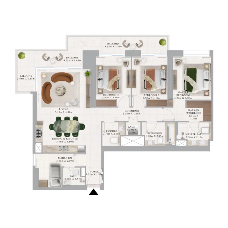 3 bedroom floor plan