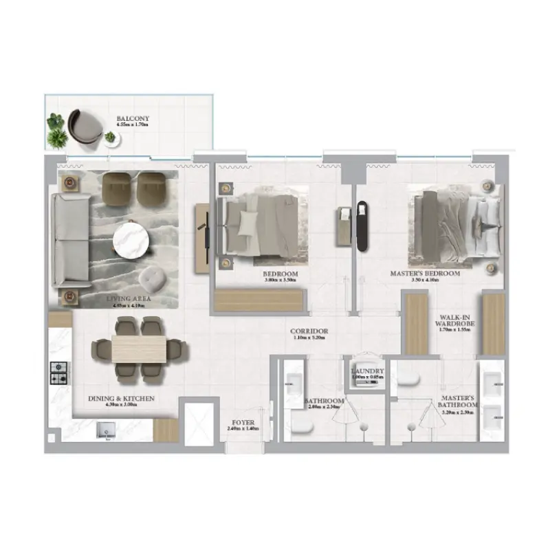 2 bedroom floor plan