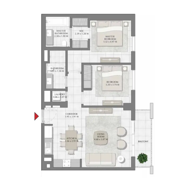 2 bedroom floor plan