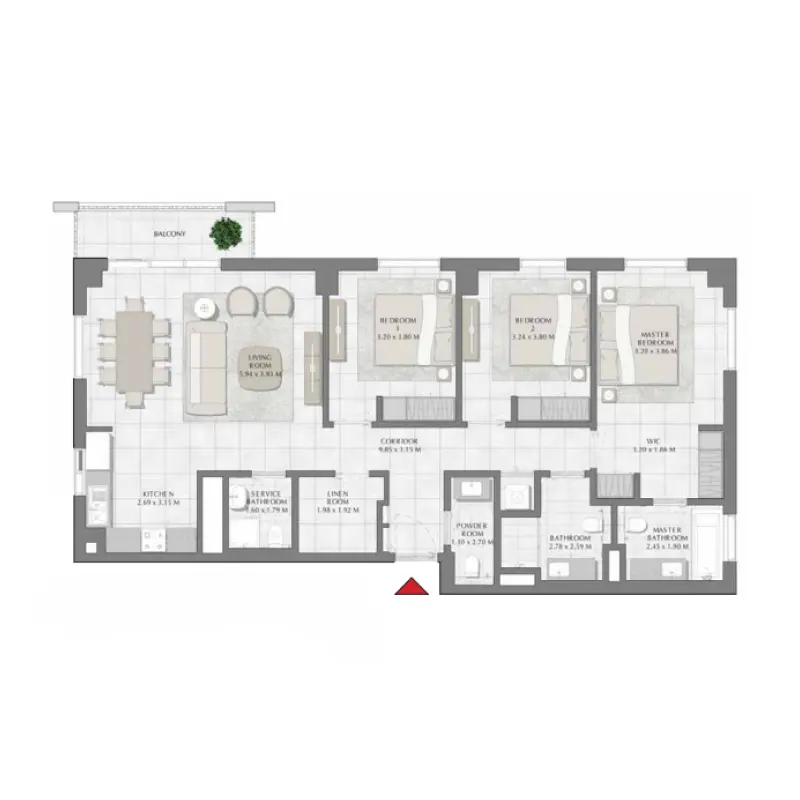 3 bedroom floor plan