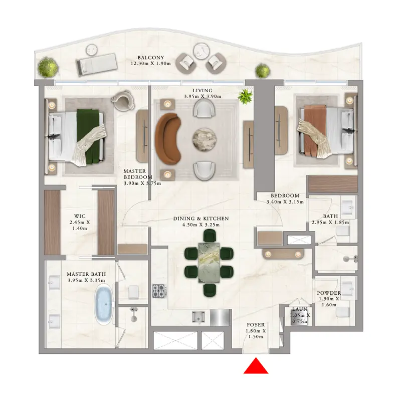 2 bedroom floor plan