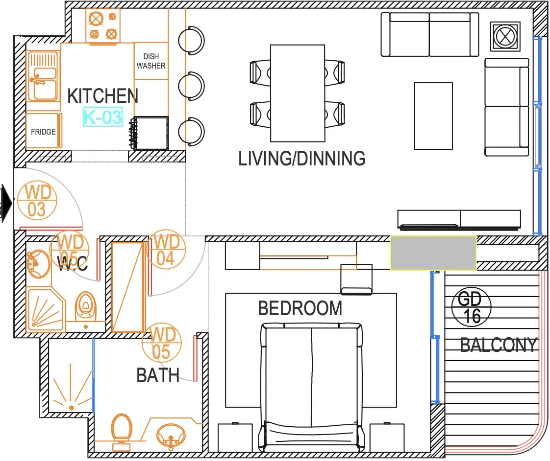 1 Bedroom apartments - Urban Life floor plan