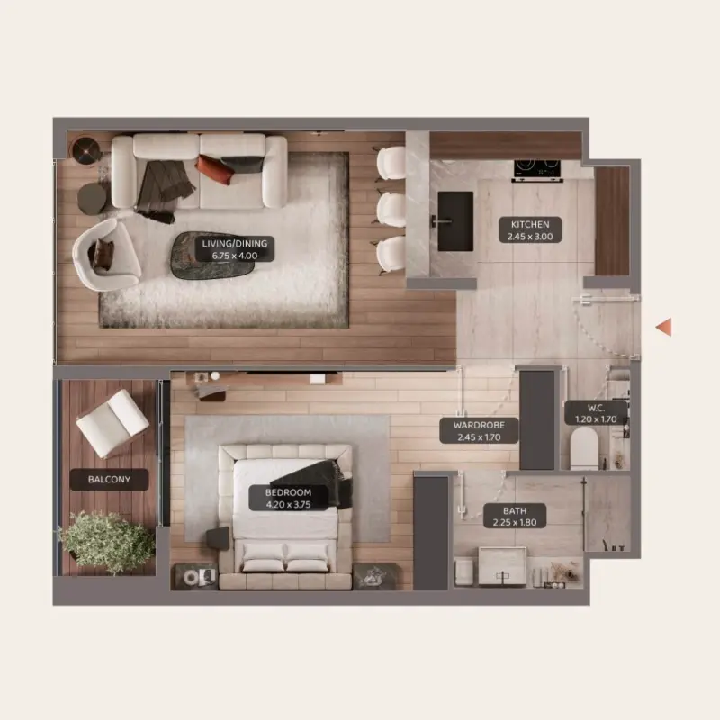1 bedroom floor plan