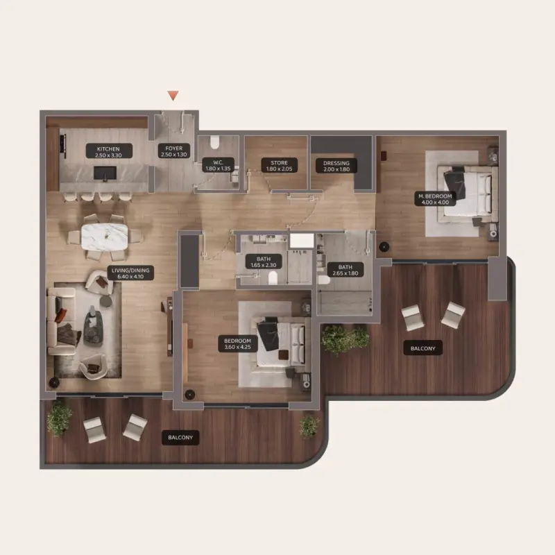 2 bedroom floor plan