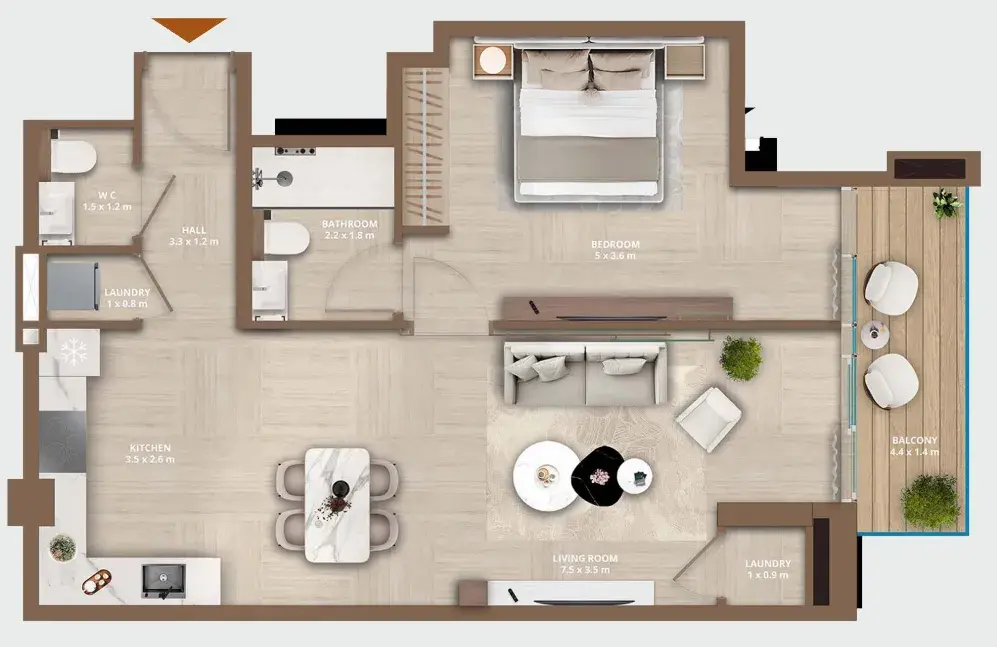 1 Bedroom apartments - Celeste by HRE floor plan