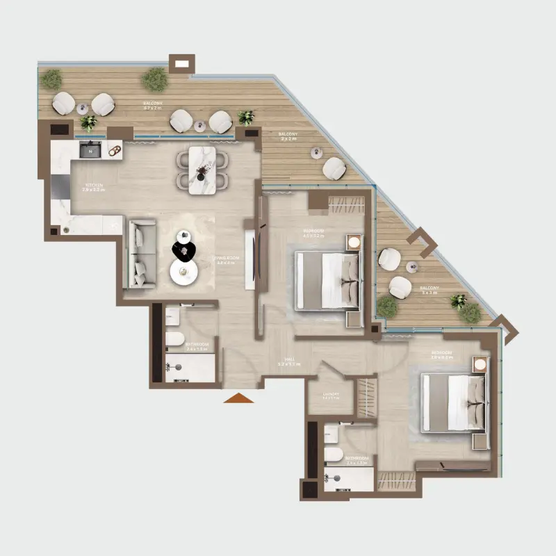 2 bedroom Apartments -  Celeste by HRE floor plan