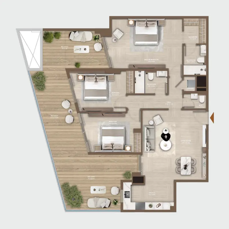 3 bedroom Apartments -  Celeste by HRE floor plan
