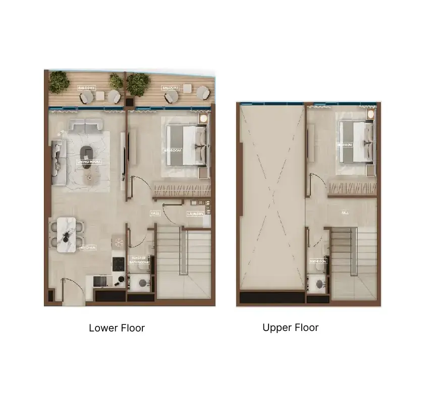 2 Bedrooms duplex - Sky Hills Astra floor plan