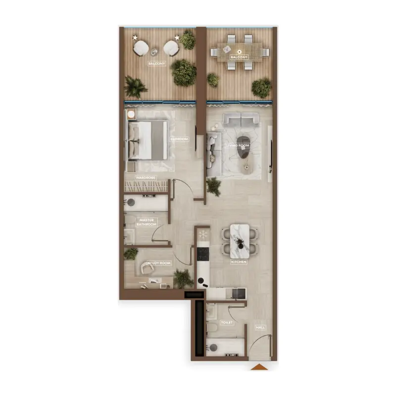 1,5 bedroom floor plan