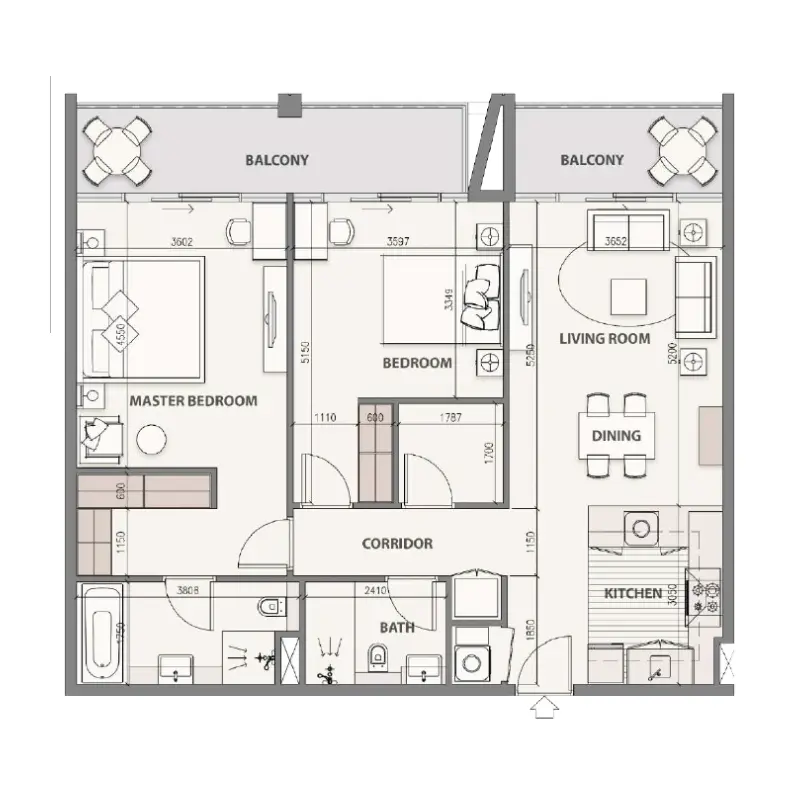 2 bedroom floor plan