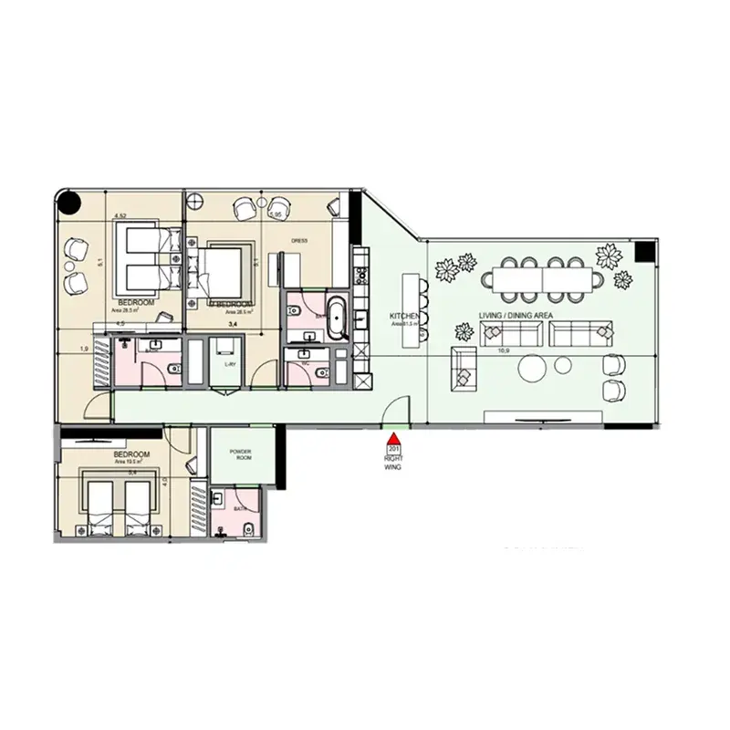 3 Bedrooms apartments - Edgewater Residences 1, 2 and 3 floor plan