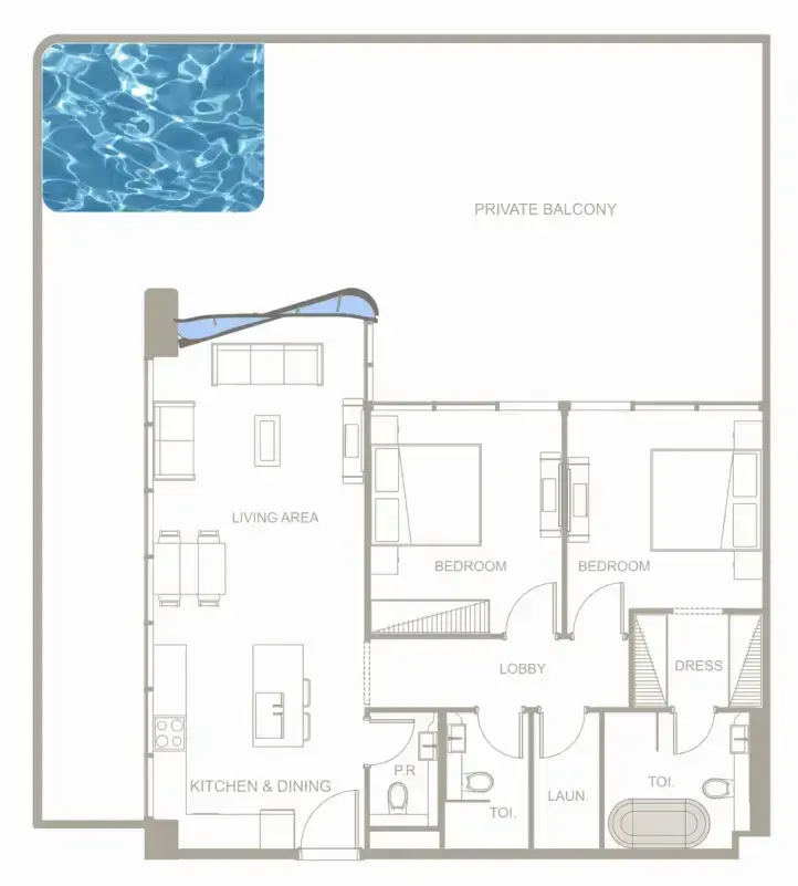 2 Bedrooms apartments - Iluka Residences floor plan