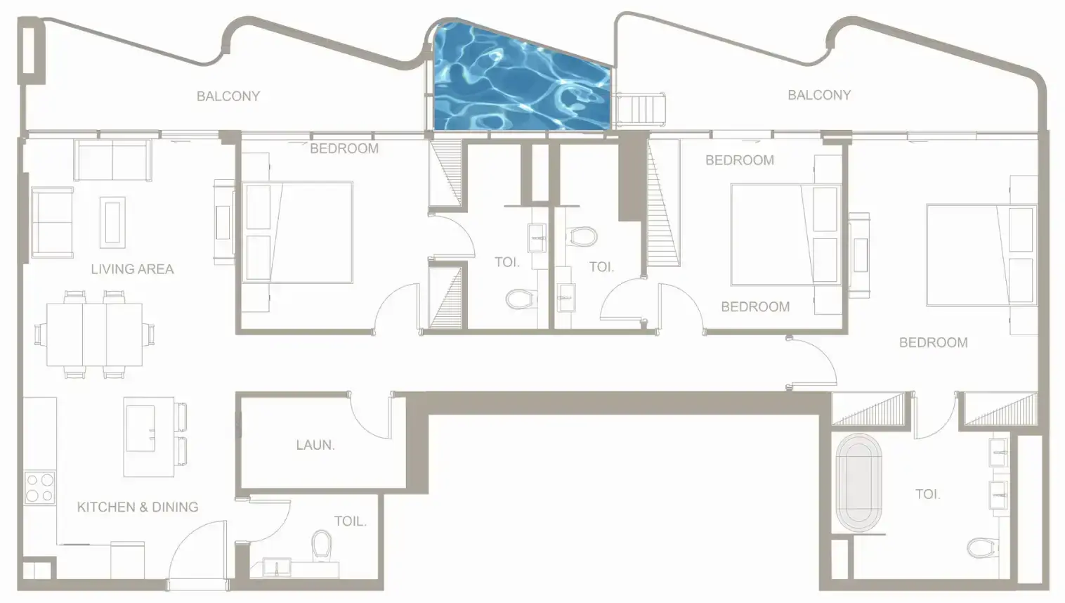 3 Bedrooms apartments - Iluka Residences floor plan