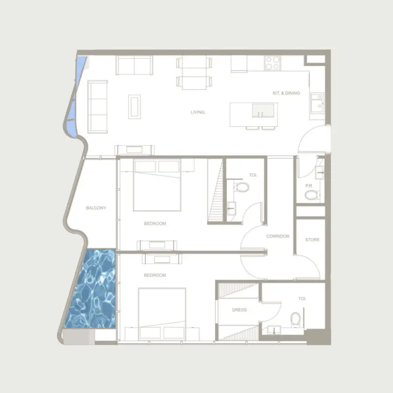 2 bedroom floor plan