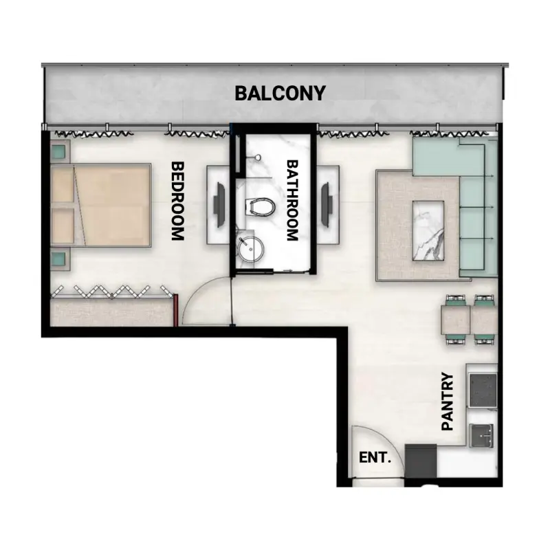 1 bedroom floor plan