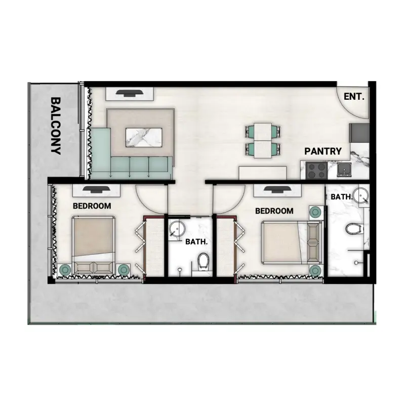 2 bedroom floor plan