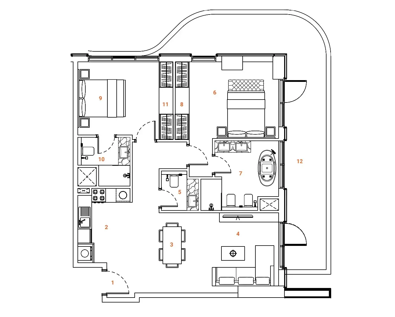 2 Bedrooms apartments - The Orchard Place floor plan