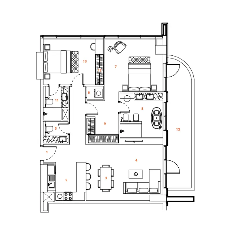 2 bedroom floor plan