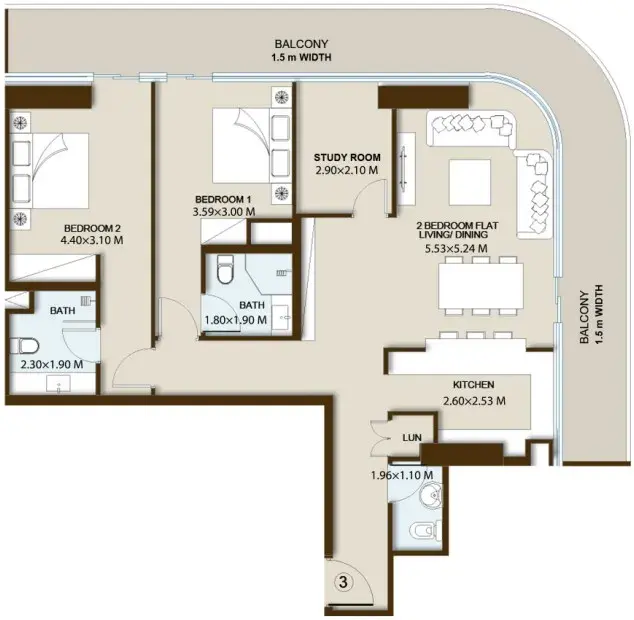 2 Bedrooms apartments - PG Maison floor plan