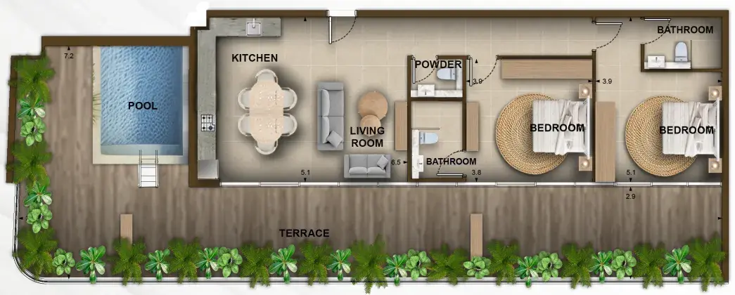 2 Bedrooms apartments - 105 Residences by Kamdar floor plan