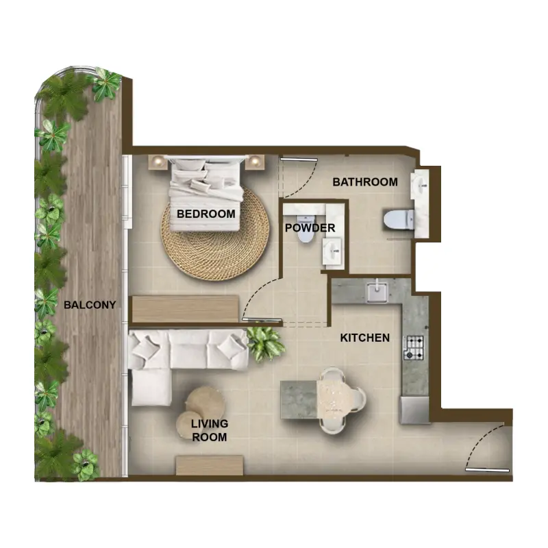 1 bedroom floor plan