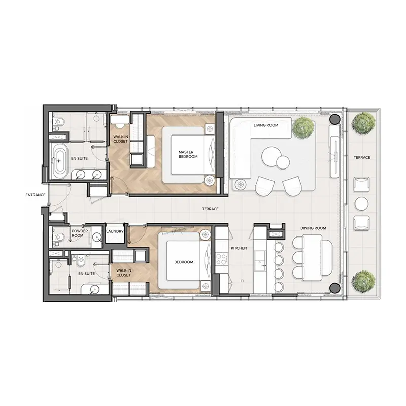 2 bedroom Apartments -  Residences Du Port Autograph Collection floor plan