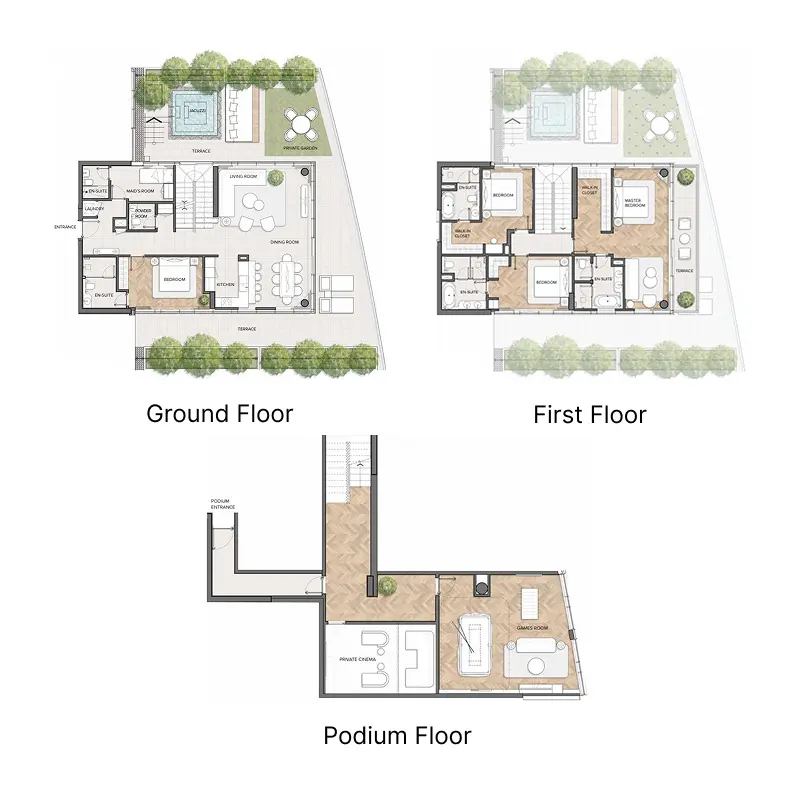 4 bedroom + pool Triplex -  Residences Du Port Autograph Collection floor plan