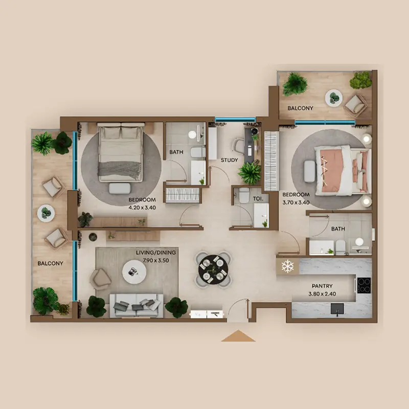 2,5 bedroom Apartments -  Coventry Living floor plan