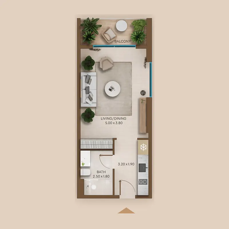 Studio Apartments -  Coventry Living floor plan