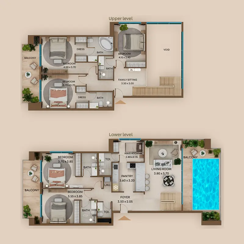 5 bedroom Duplex -  Coventry Living floor plan